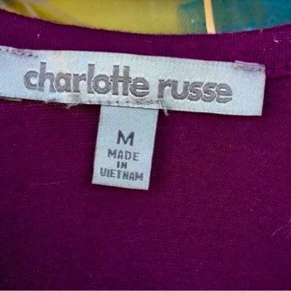 Charlotte Russe VTG Y2K Top Bohemian Purple Sequins Deep V-Ruched 3/4 Sleeve M - Picture 2 of 16